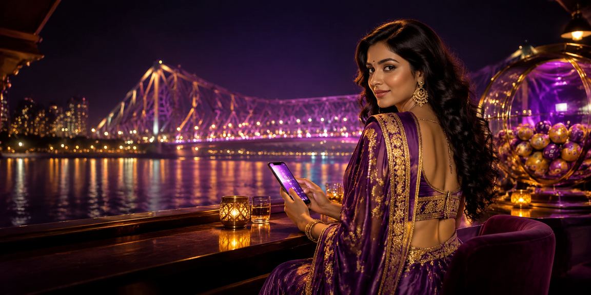 Kolkata Howrah Bridge with lottery and responsible gaming concept